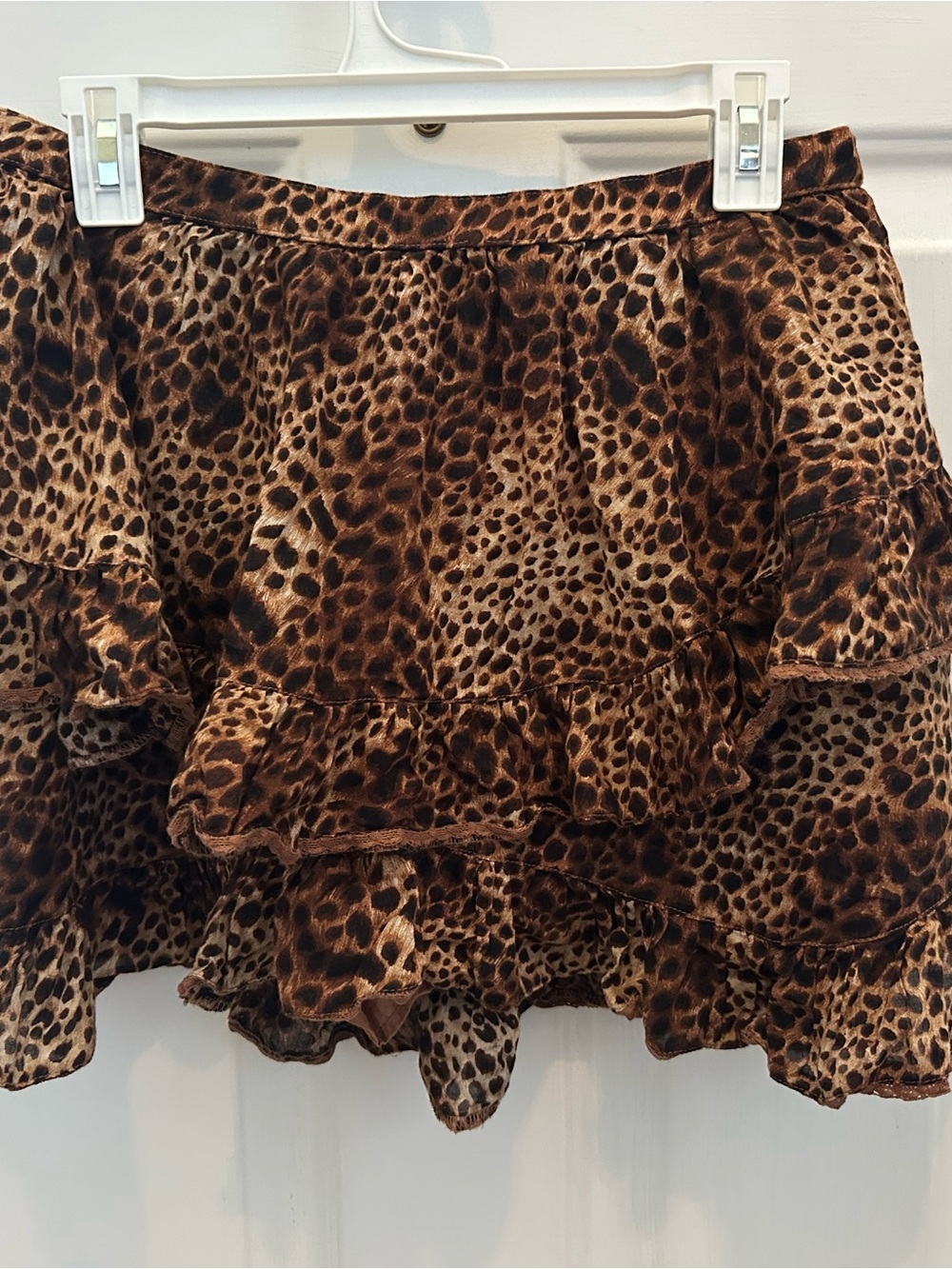 aerie Brown Leopard Ruffle Mini Skort